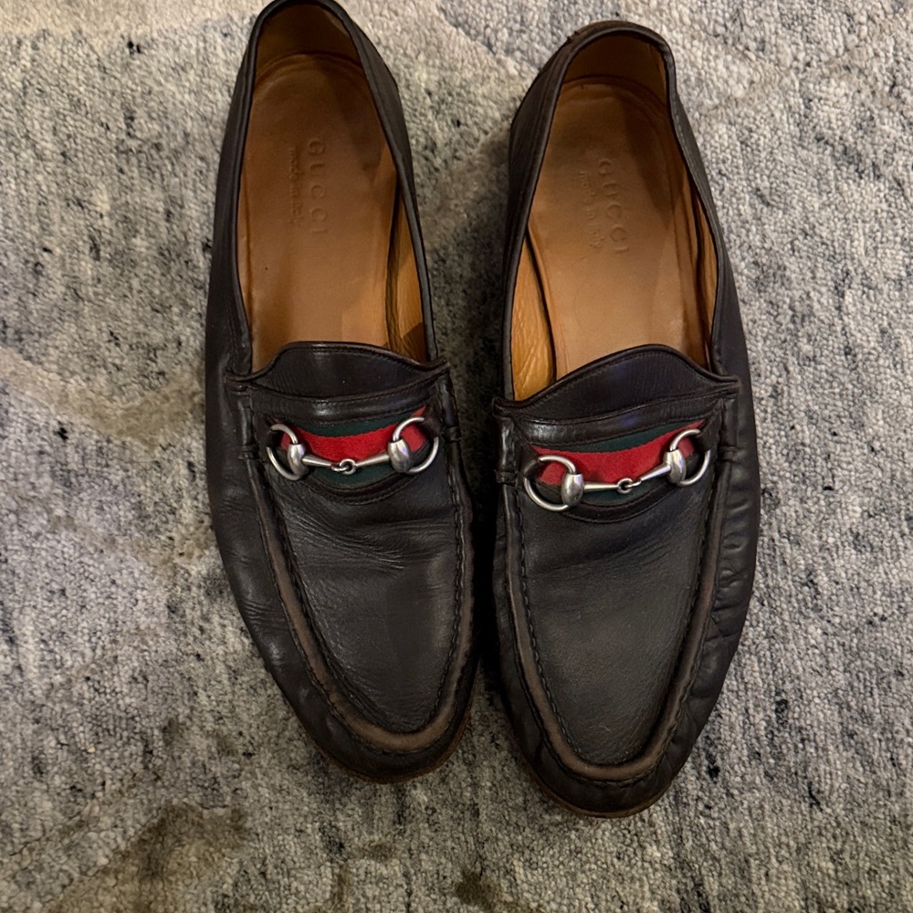 Gucci Men's Brown Leather Loafers fits US12/13